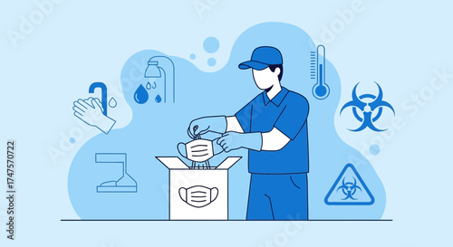 Protective Gear Distribution Illustrated: Conceptual Depiction of Health and Safety Measures