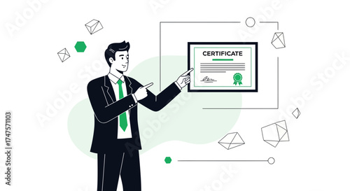 Professional Presenting A Certification Achievement With Elegant Gestures And A Modern Look