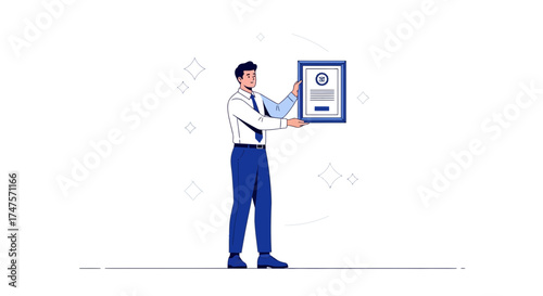 Professional Presenting Certification or Award, Vector Illustration, Success and Achievements
