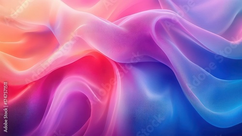 Smooth flowing fabric or smoke waves blending soft pastel colors from pink and purple to blue, creating an abstract and calming gradient effect