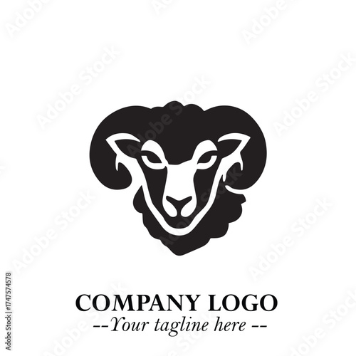 Head of Sheep Logo Symbol in Minimalist Modern Vector Design for Farm, Agriculture, and Wool Branding