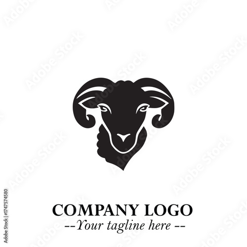 Head of Sheep Logo Symbol in Minimalist Modern Vector Design for Farm, Agriculture, and Wool Branding