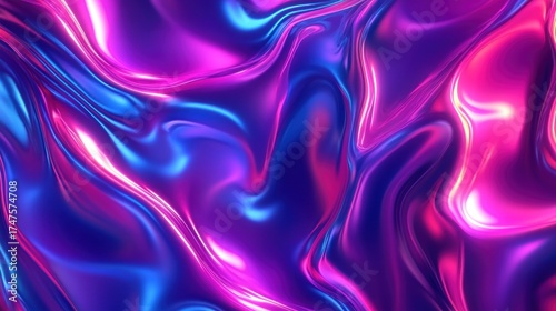 A vibrant abstract background with glowing neon lines, swirling light trails, and gradients in shades of purple, pink, and blue, creating a sense of motion and fluidity