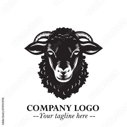 Head of Sheep Logo Symbol in Minimalist Modern Vector Design for Farm, Agriculture, and Wool Branding