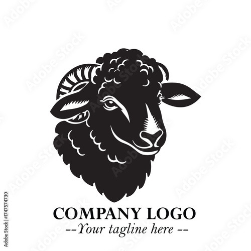 Head of Sheep Logo Symbol in Minimalist Modern Vector Design for Farm, Agriculture, and Wool Branding