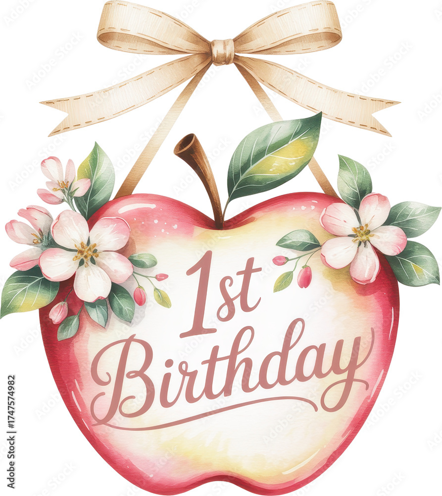 Obraz premium A baby apple first birthday milestone with a festive touch