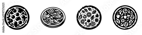 Modern Minimalist Olive Pizza Icon, Flat Silhouette of a Pizza with Olives Vector for Food Illustration Design