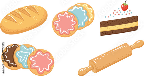 Fresh homemade bread, cookies, and cake for a sweet baking project