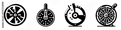 Modern Minimalist Pizza Cutter Icon, Flat Silhouette of a Wheel Cutter Vector for Food Illustration Design