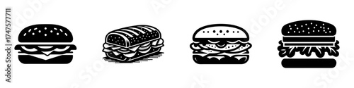 Burger Icons: Delicious Food and Culinary Delights.