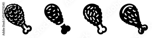 Chicken Drumsticks Illustration: Delicious Fried Food Icon.