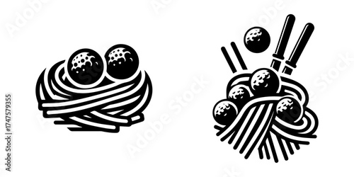 Pasta and Meatballs: A Delicious Culinary Illustration.
