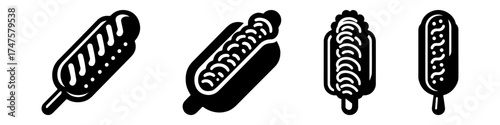 Hot dogs and corn dogs delicious fast food icons.
