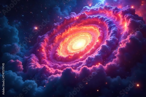 Cosmic Nebula Vortex A Swirling Dance of Celestial Bodies, showcasing the untamed energy and infinite magic of the universe in a vibrant, chaotic, yet beautiful display.