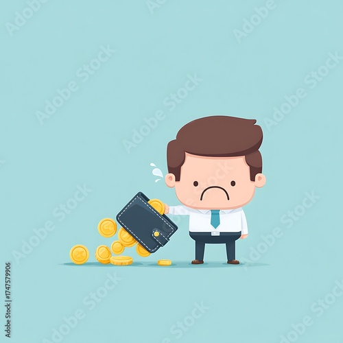 Budget decisions avoiding waste money in personal finance office environment graphic illustration humorous viewpoint