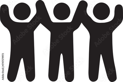 Vector silhouette illustration of a group of people standing together for teamwork and business success