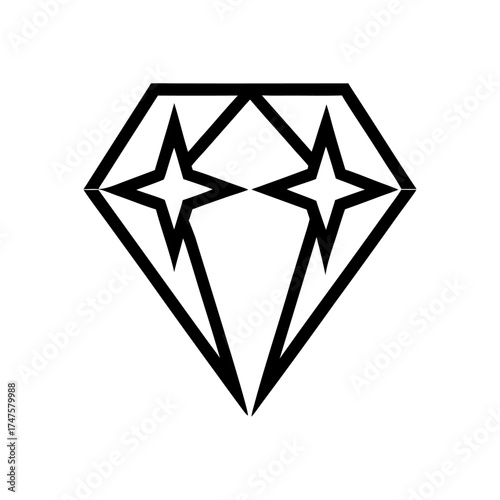 An elegant linear icon of a cut diamond or gemstone, symbolizing value and brilliance.