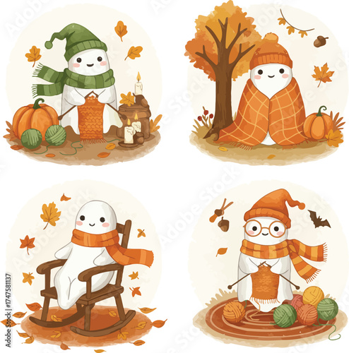 Adorable snowman fall scenes with pumpkins and autumn leaves adorable snowman fall scenes