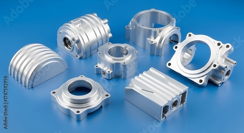 A collection of high-precision CNC machined aluminum parts and custom metal housings for industrial engineering and manufacturing