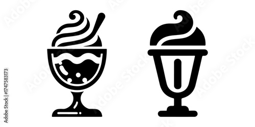 Ice Cream Sundae Icons: Delicious Dessert Illustrations.