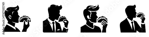 Silhouettes of People Eating Burgers: A Culinary Delight.