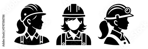 Female Construction Workers Silhouettes: Safety and Professionalism.