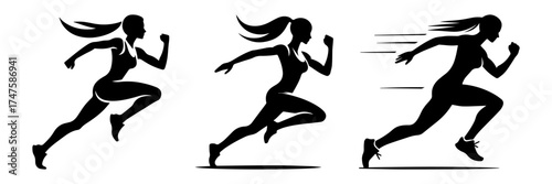 Running Silhouette: Dynamic Motion and Athleticism Depicted in Black and White.
