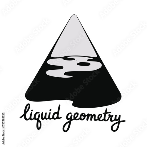Vector illustration of a drop of water or oil with a cone-shaped tree icon, a simple logo design concept for a holiday business card