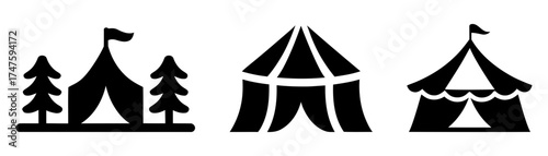 circus tents with trees and flags