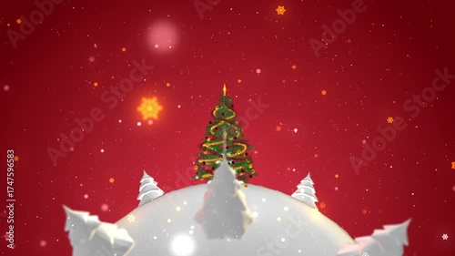 christmas tree with snow and stars