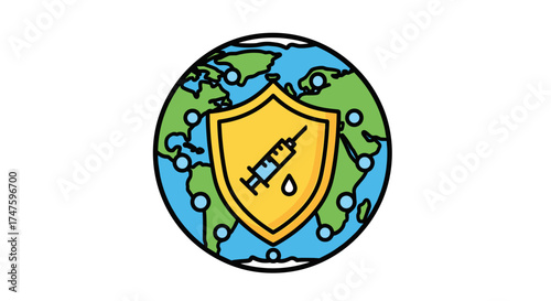 Global Vaccination Shield Protection for World Health Safety Against Disease Pandemic Outbreak