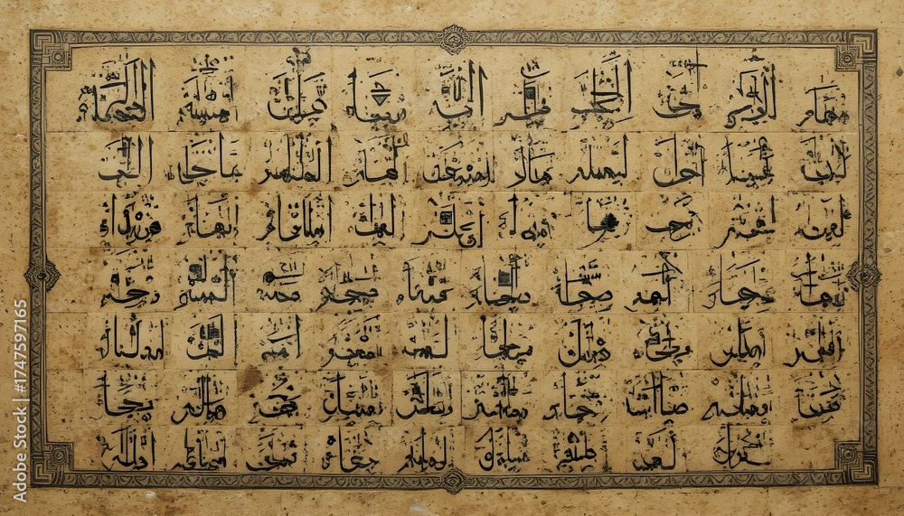 Fototapeta premium Ancient Arabic Characters Background