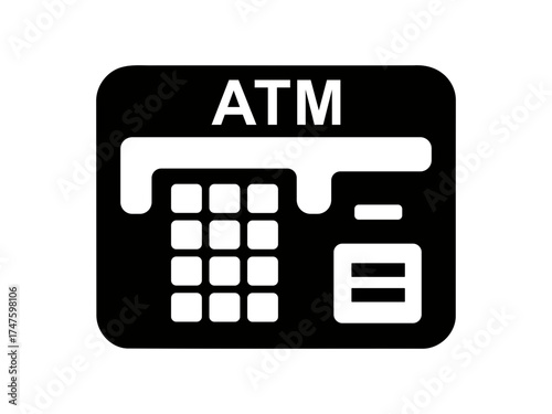 Black and white icon of an atm machine. atm machine icons