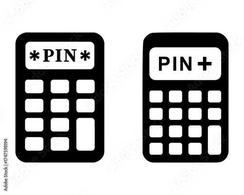 Calculators displaying pin information. vector calculator icon
