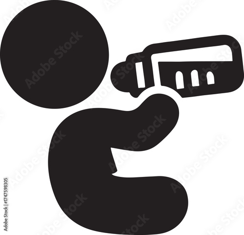 Baby bottle feeding icon vector. Simple infant nutrition illustration for parenting and childcare themes.