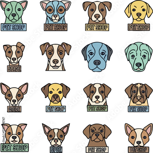 Collection of Dog Breed Logos for Pet Shops and Veterinary Clinics.