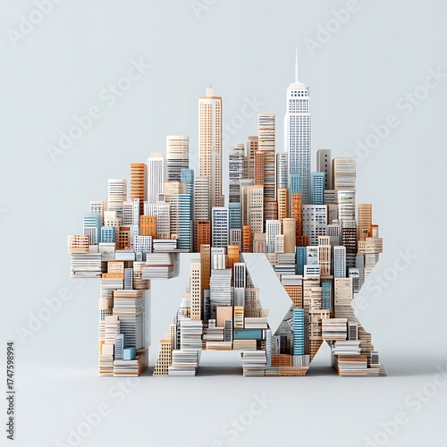 Government tax assessment urban design a creative cityscape composition highlighting taxation concepts