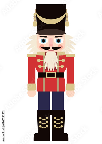 赤の衣装を着た兵隊くるみ割り人形のベクターイラスト
