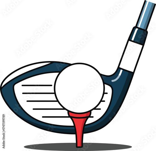 Golf club poised to drive ball off tee for a perfect shot today