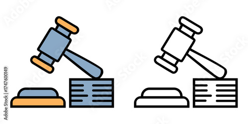 Gavel and stacked books icon for law and justice