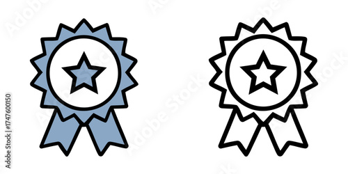 Award ribbon icons showing achievement and recognition. two gold rings