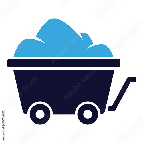 Vector art of mining cart vector icon with blue ore inside
