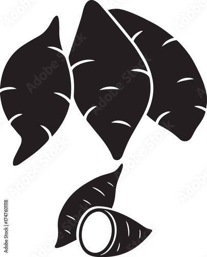 Sweet Potato or Cassava Root Icon Black Vector Symbol for Healthy Food Tuberous Vegetables Farming and Produce Markets