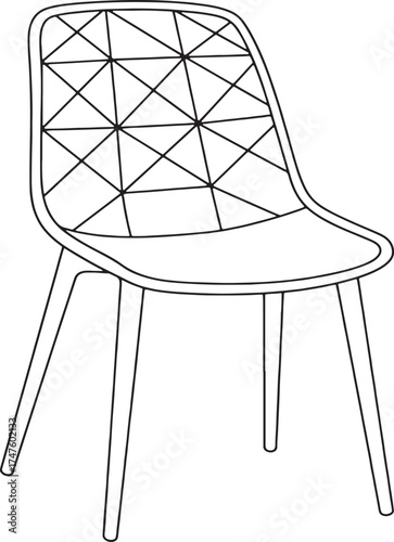 Modern geometric chair outline vector isolated on transparent background