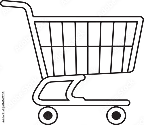 Minimal shopping cart outline icon vector isolated on white background