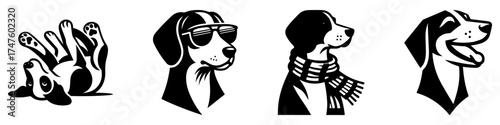 Dog illustrations with different styles and expressions.