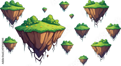 Whimsical floating islands offer a magical background for fantasy games and stories, perfect for inspiring creativity and adventure in animated projects