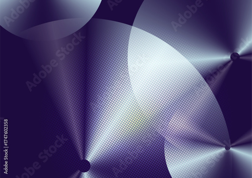 Abstract glossy violet metallic circles and squares dots futuristic background