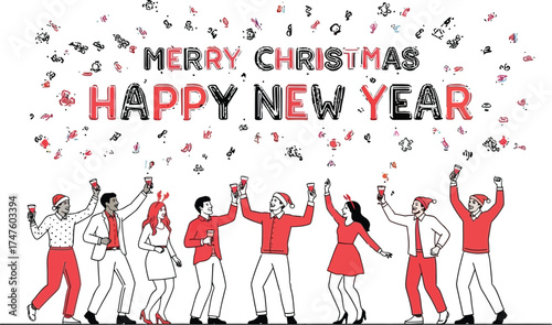 Celebrate the holidays with festive joy and cheer, raising toasts with friends during Christmas and New Year celebrations, a time for happiness and togetherness