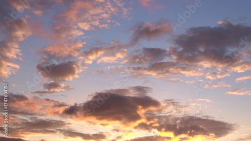 夕焼けと流れる雲のタイムラプス   マジックアワーの空模様 4K